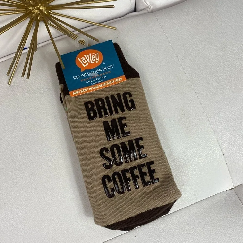 Lavley Novelty Bring Me Some Coffee Socks NWT Funny